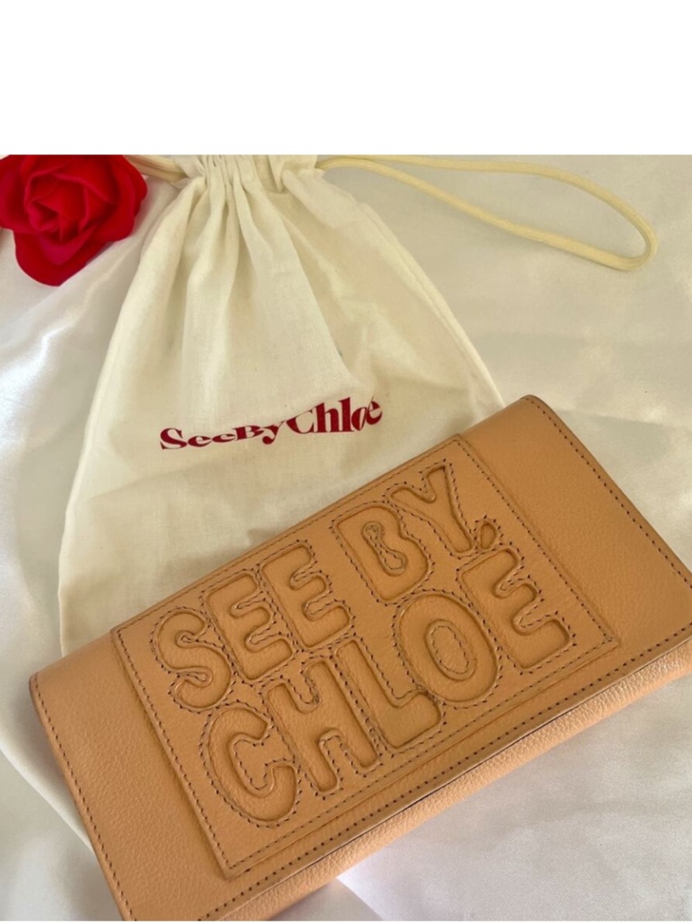 CHLOE See By Chloe Calfskin Leather Limited Edition Wallet Clutch Metallic Gold